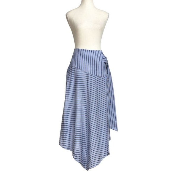 Tibi Blue Striped Midi Skirt - Picture 3 of 11